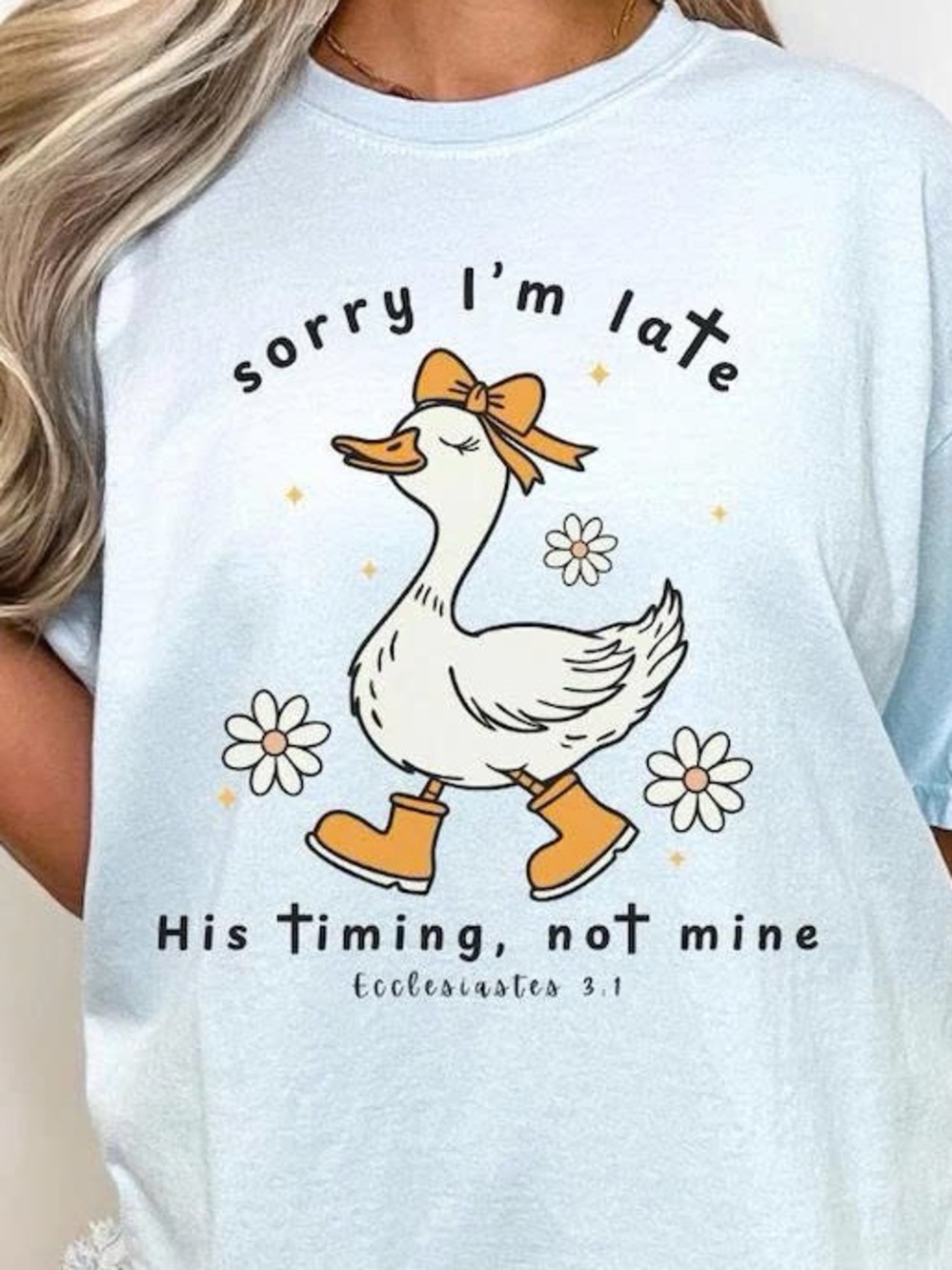 Sorry I'm Late Duck Graphic Tee - Light Blue